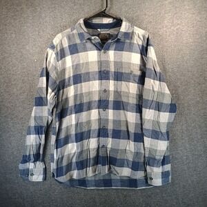 Pendleton Flannel Shirt Mens XL Navy/Grey Plaid 100% Cotton Hiking Outdoors